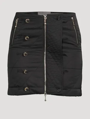 Qipao Zip-Front Quilted Mini Skirt