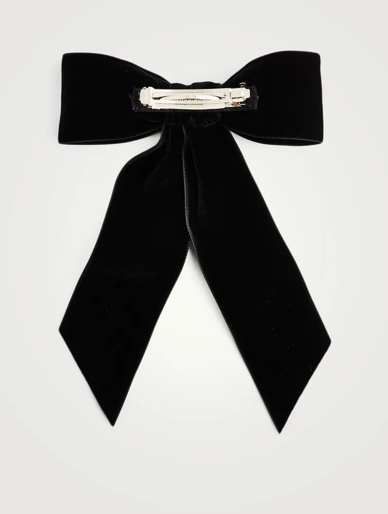 Wide Velvet Bow Barrette