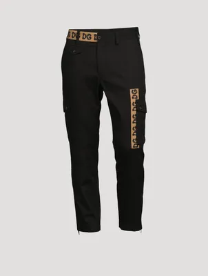 Stretch Cotton Cargo Pants With Patch
