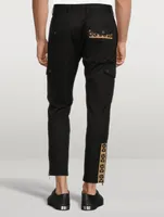 Stretch Cotton Cargo Pants With Patch