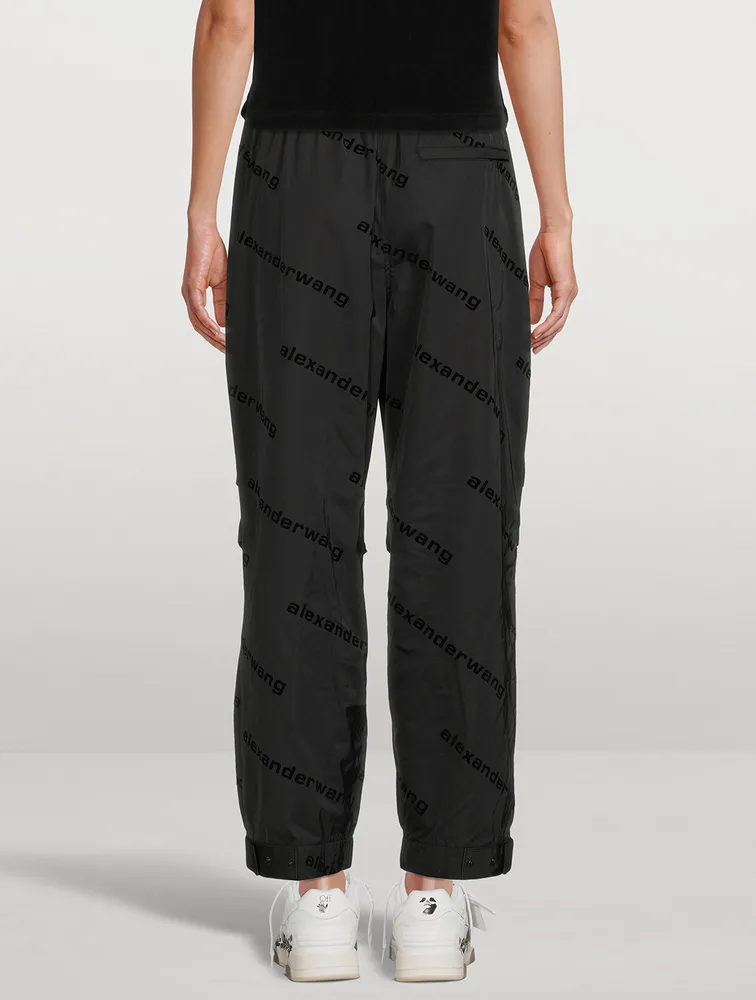 Taffeta Track Pants With Flock Logos