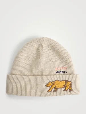 Wool-Blend Rib Knit Beanie