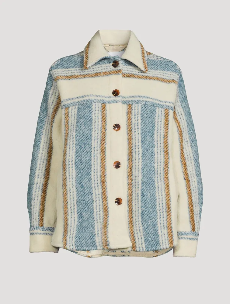 Rose Shirt Jacket Stripe Print