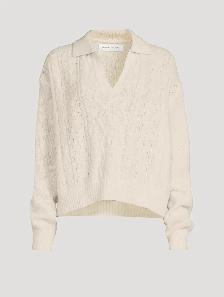 Neta Cable-Knit Polo Sweater