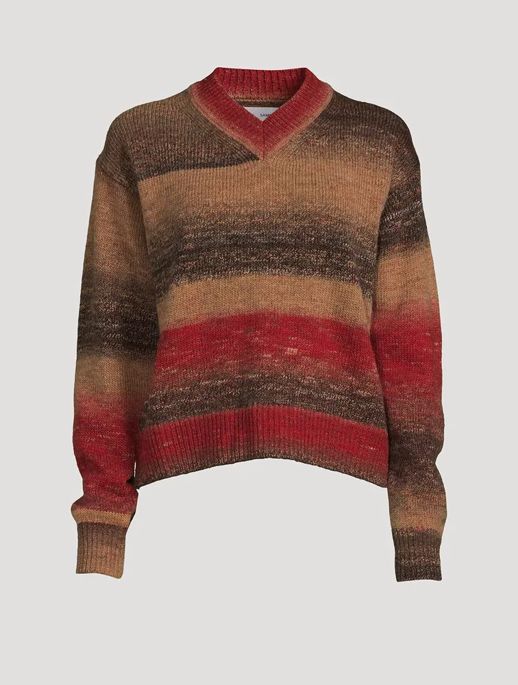 Zoey Jacquard Stripe V-Neck Sweater