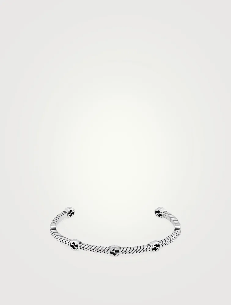 Thin Interlocking G Silver Cuff Bracelet