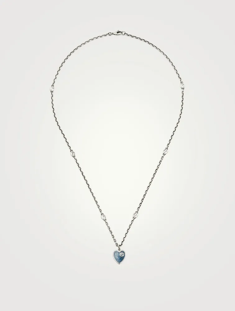 Interlocking G Sterling Silver Heart Necklace