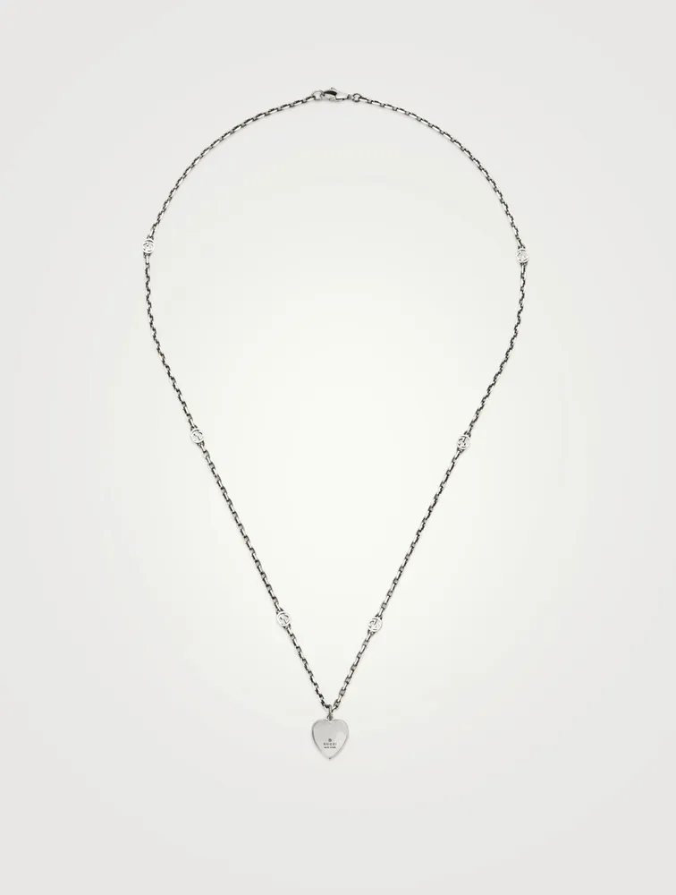 Interlocking G Sterling Silver Heart Necklace