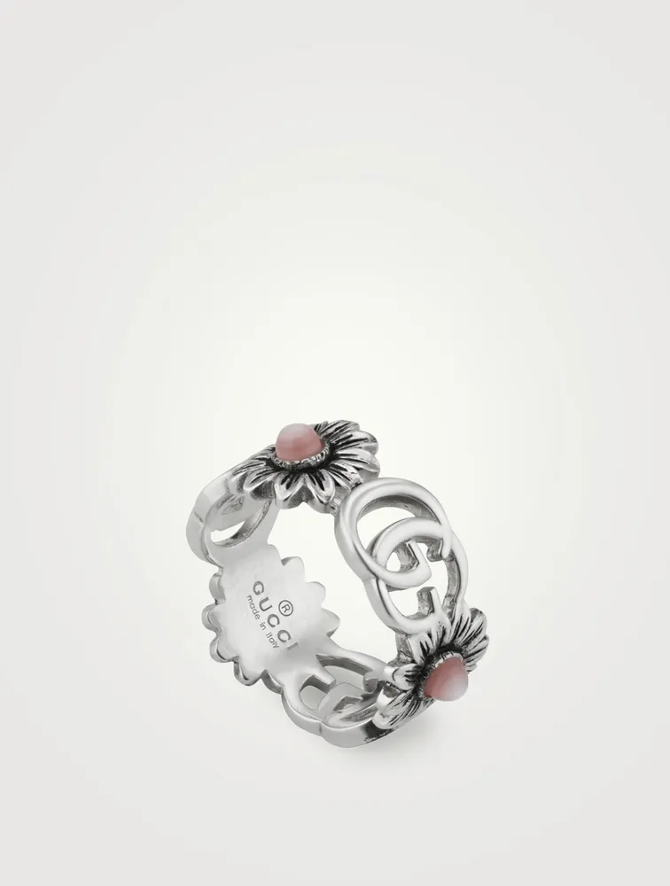 Double G Sterling Silver Flower Ring With Mother-Of-Pearl