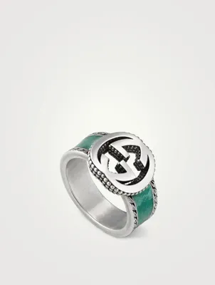 Interlocking G Sterling Silver Enamel Ring