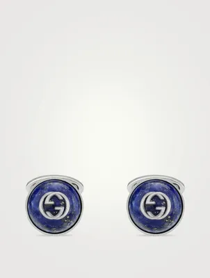 Interlocking G Sterling Silver Cufflinks With Lapis