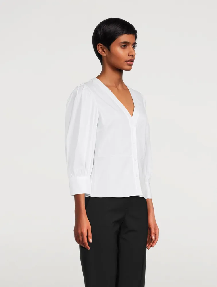 Good Cotton Gathered-Sleeve Top