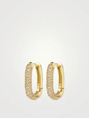Pavé Chain Link Huggie Hoop Earrings
