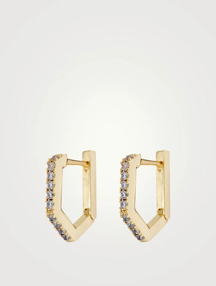 Pavé Rosa Huggie Hoop Earrings