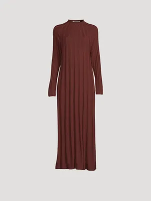 Wool-blend Pleated Midi Dress