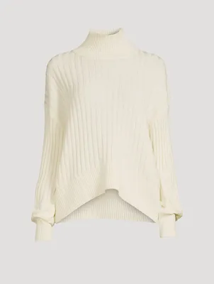 Wool Ribbed Turtleneck Sweater