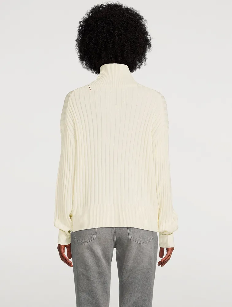 Wool Ribbed Turtleneck Sweater