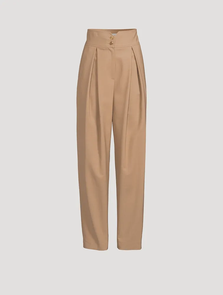 Wool-Blend High-Waisted Straight-Leg Pants