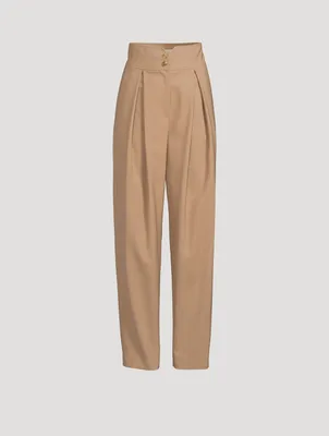Wool-Blend High-Waisted Straight-Leg Pants