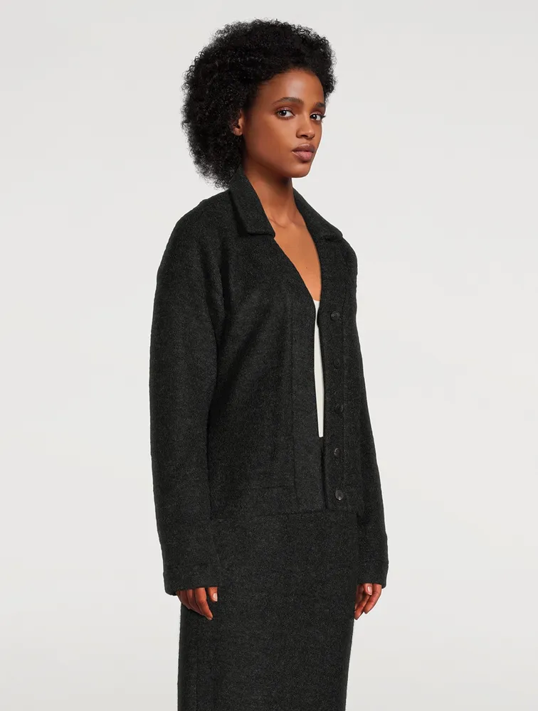Layered Collar Bouclé Cardigan