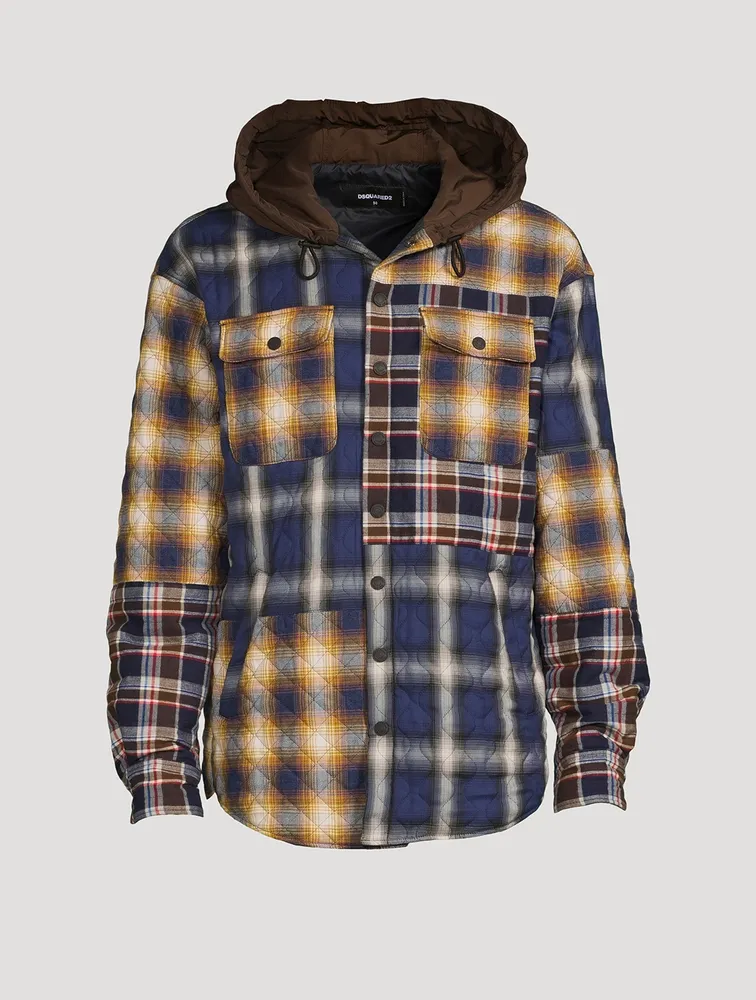Cotton Flannel Shirt Three-Tone Check Print