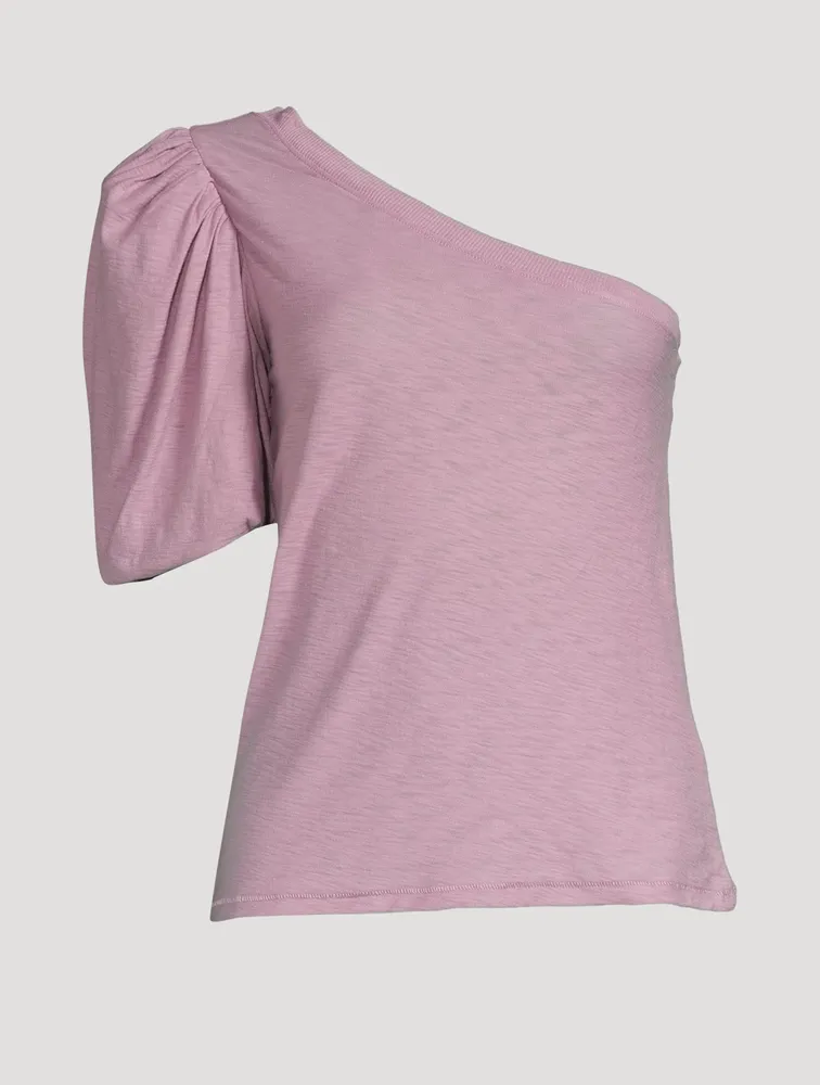 Raina One-Shoulder Puff-Sleeve T-Shirt