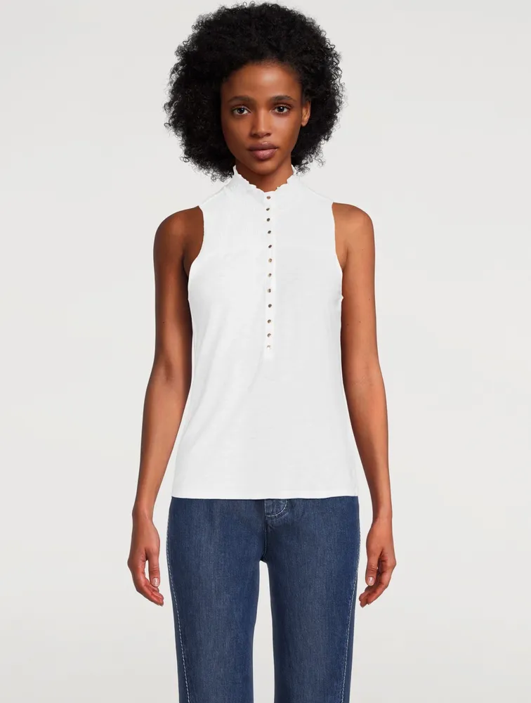Posey Snap-Front Sleeveless Top