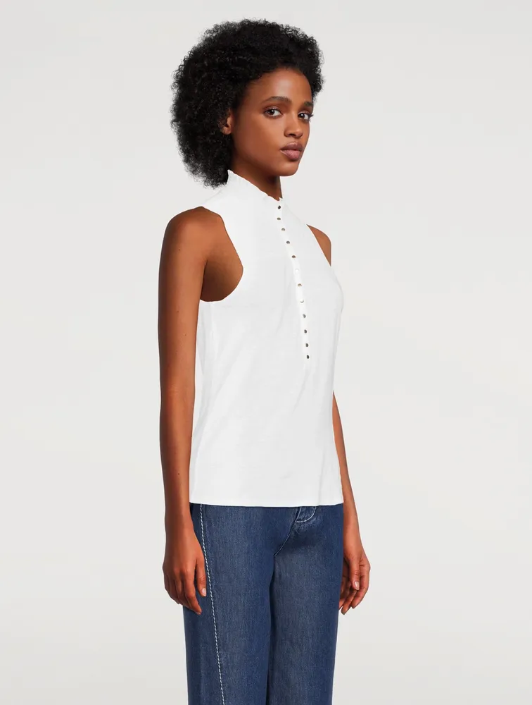 Posey Snap-Front Sleeveless Top
