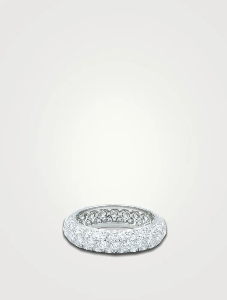 5mm Domed Platinum Eternity Band Ring With Diamonds
