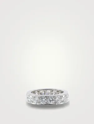 4.5mm Bead Set Platinum Eternity Band Ring With Diamonds