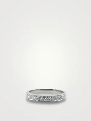 2.5mm Bead Set Platinum Partway Band Ring With Diamonds