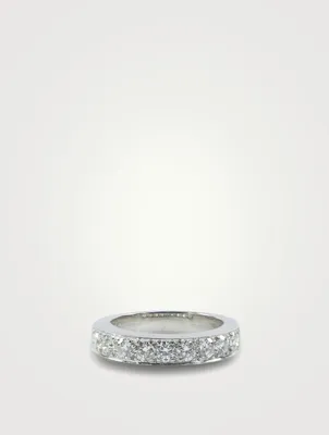 4mm Bead Set Platinum Eternity Band Ring With Diamonds