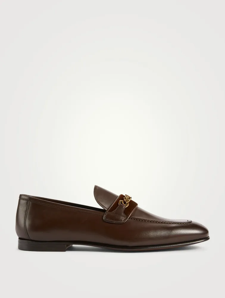 Sean Burnish Leather Chain Loafers