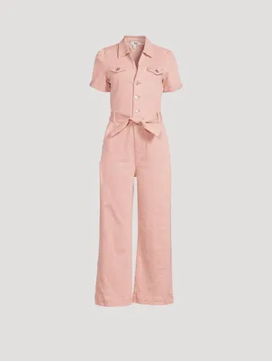 Anessa Puff-Sleeve Belted Jumpsuit