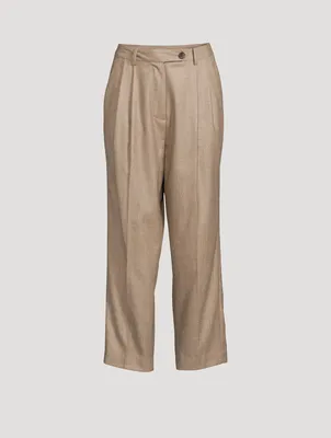 Wool Flannel Tuck Pants