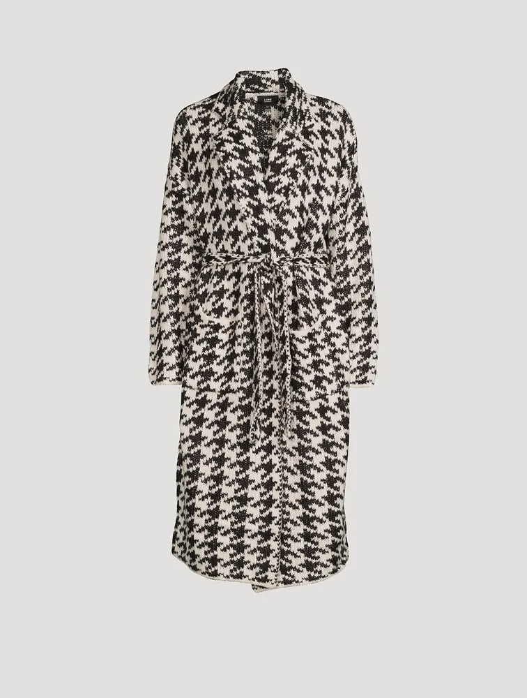 Viola Houndstooth Jacquard Belted Sweater Coat