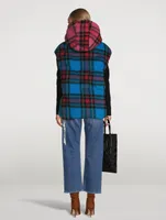 Pile Puffer Down Vest In Check Print
