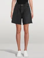 Pieced Angle Denim Shorts