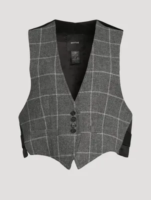 Wool Vest Grid Print