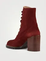 Kolbie Chain-Trimmed Suede Combat Boots
