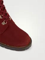Kolbie Chain-Trimmed Suede Combat Boots