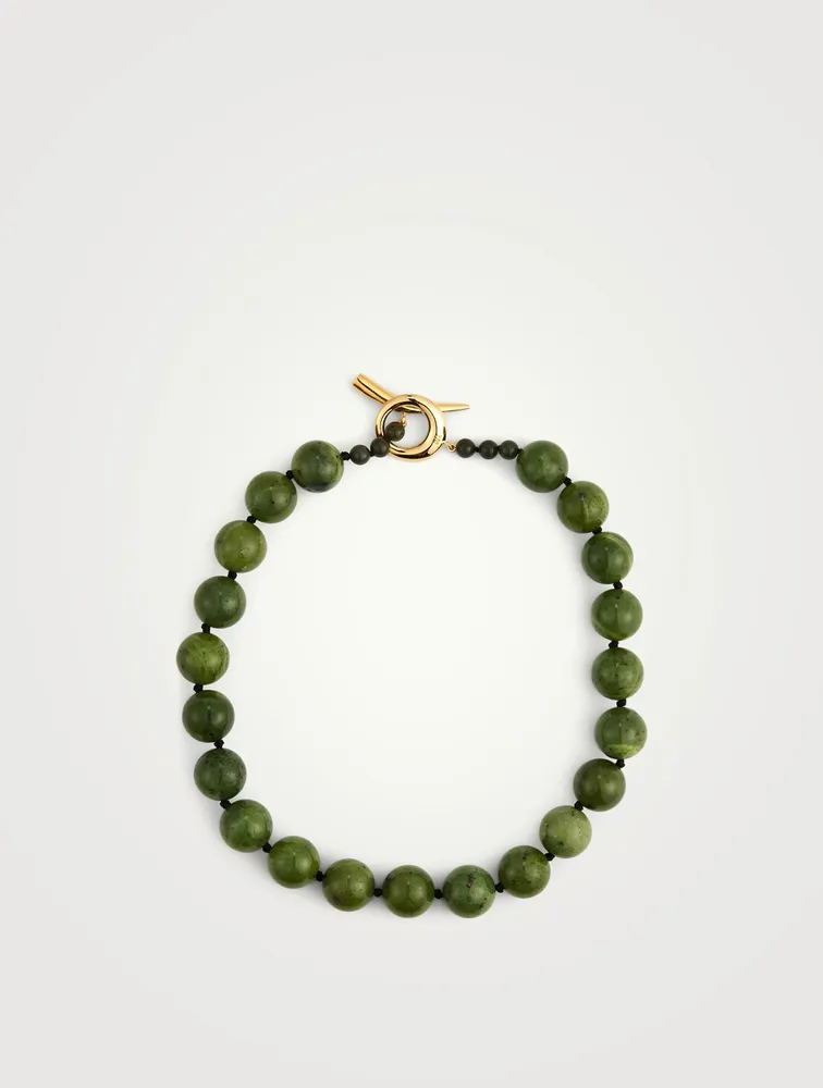 Medium 18K Gold Vermeil Jade Beaded Necklace