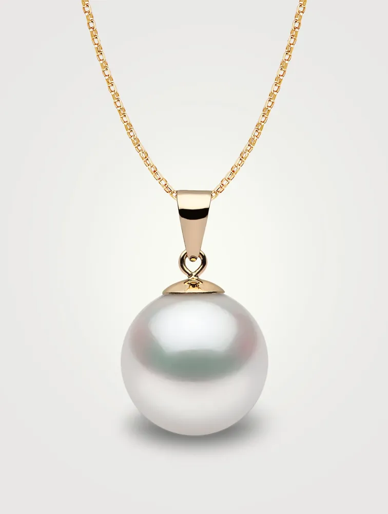 Classic 18K Gold 9-10mm Pearl Pendant Necklace
