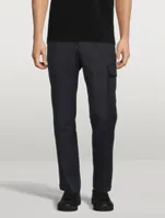 Cotton And Wool Stretch Pants With Pocket