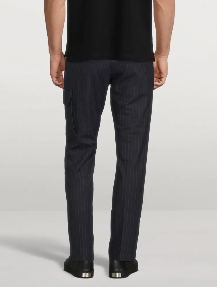 Cotton And Wool Stretch Pants With Pocket