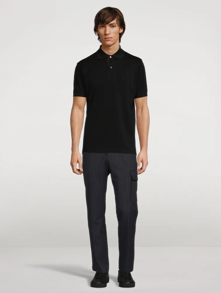Cotton And Wool Stretch Pants With Pocket