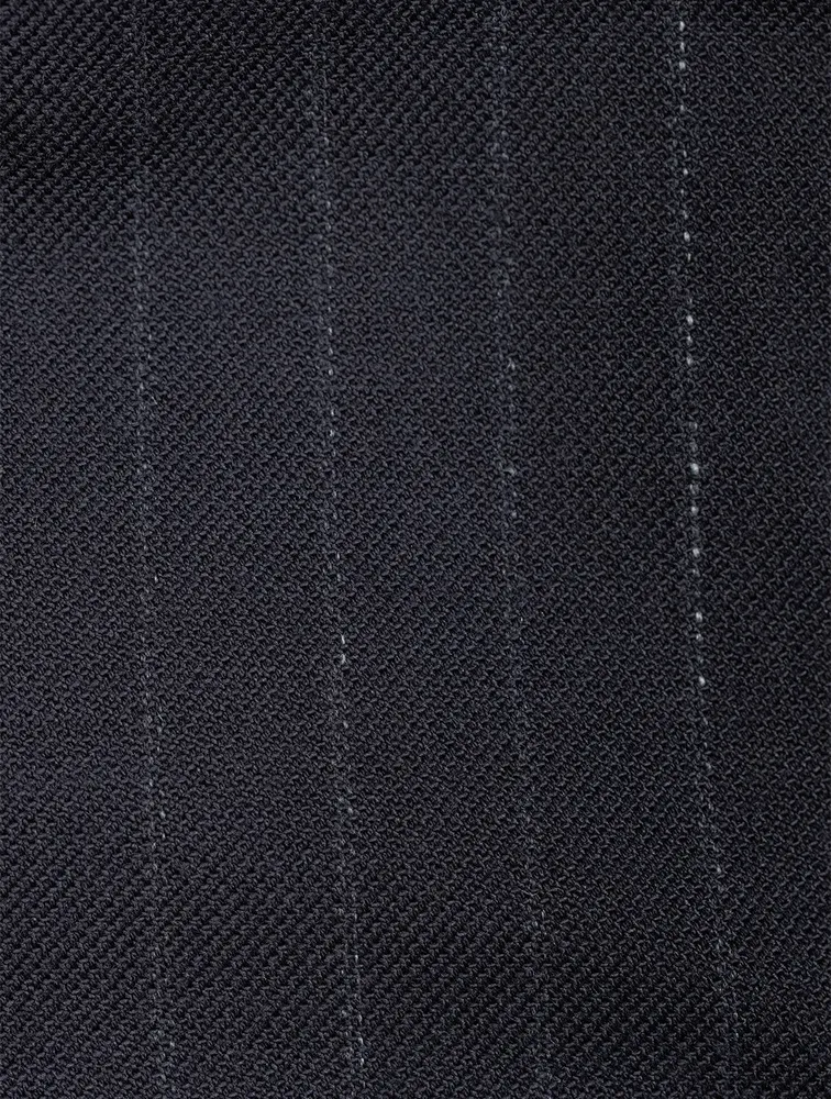 Cotton And Wool Stretch Pants With Pocket