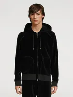 Velour Hooded Zip Sweatshirt