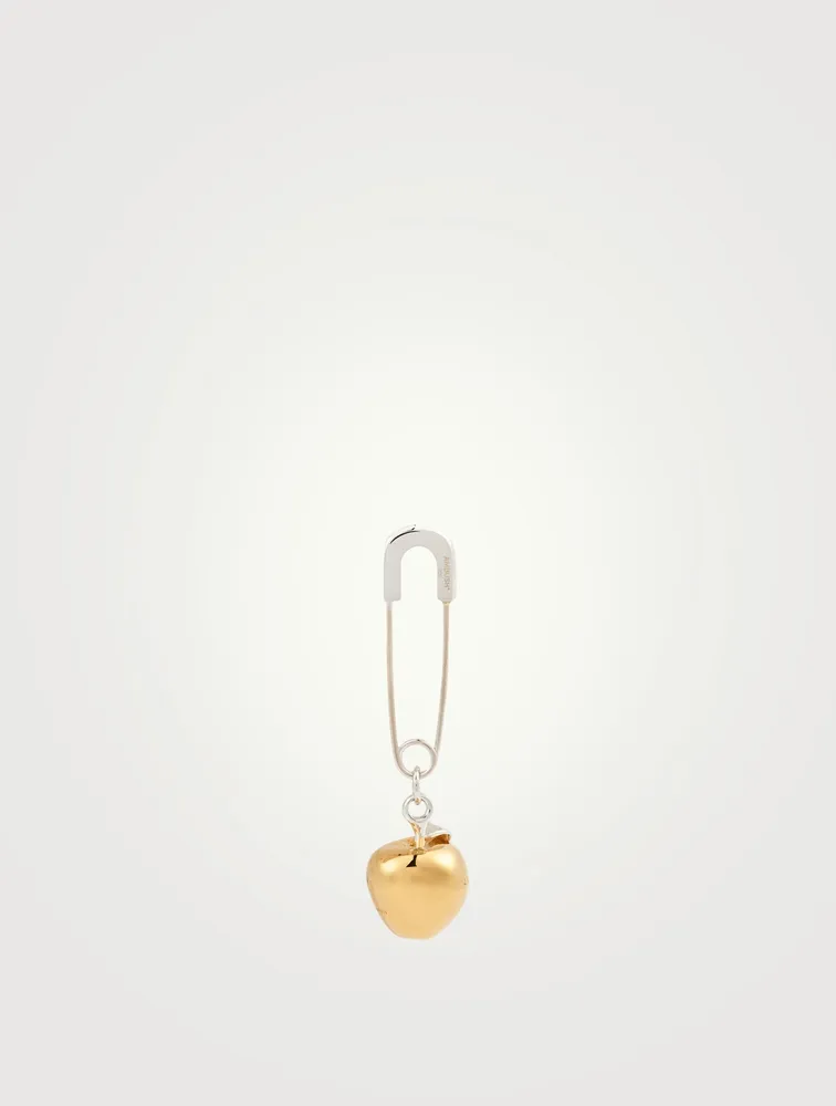 Sterling Silver Apple Charm Earring