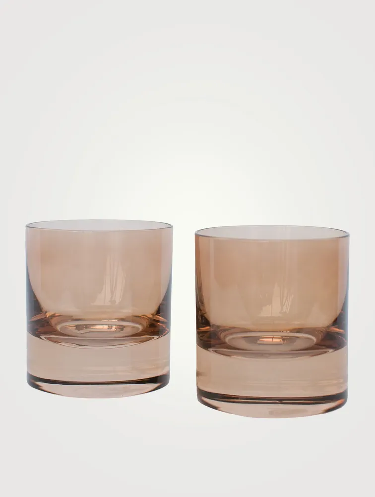 Coloured Glass Rock Glasses - Set Of 2